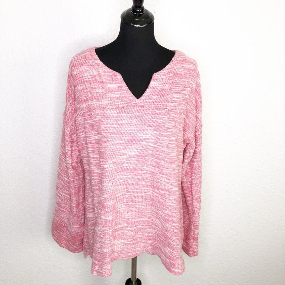 Soft Surroundings pink white raw seam sweater top size Mediumβ